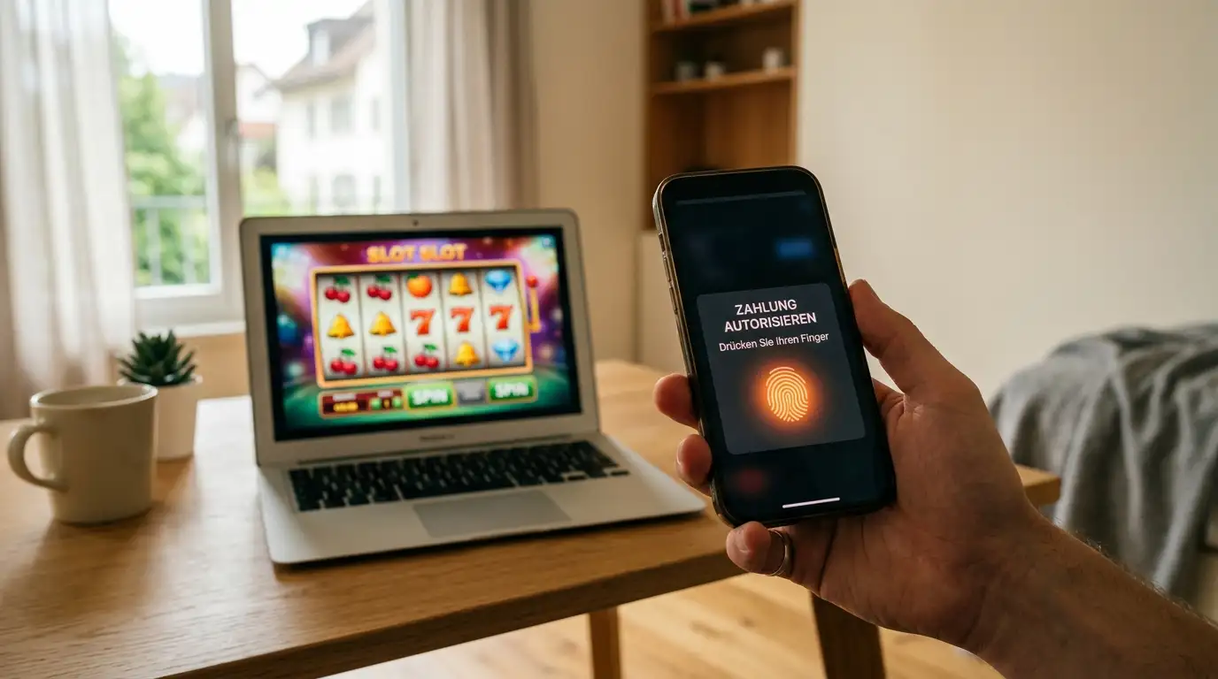 Smartphone mit geöffneter TWINT-App zeigt eine bestätigte Casino-Zahlung in Schweizer Franken